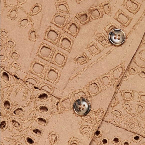 Ganni Tan Eyelet Button-Up Top - Picture 4 of 4